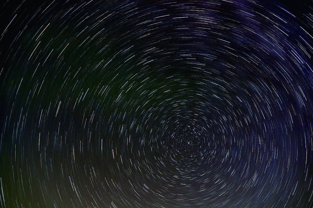 Star trails in the night sky